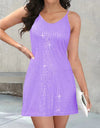 Full Size Sequin V-Neck Mini Cami Dress