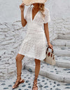 Openwork Plunge Short Sleeve Cover-Up Dress