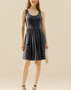 Doublju Full Size Round Neck Ruched Sleeveless Dress with Pockets