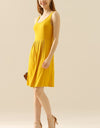 Doublju Full Size Round Neck Ruched Sleeveless Dress with Pockets