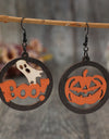 Hollow Pumpkin & Letter Wooden Earrings