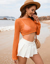 Openwork Long Sleeve Cover-Up