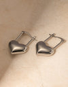 Stainless Steel Heart Lock Drop Earrings