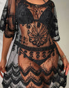 Lace Round Neck Half Sleeve Cover-Up