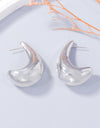 Alloy Rhinestone C-Hoop Earrings