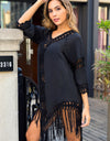 Backless Fringe Scoop Neck Cover Up