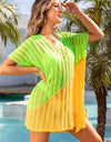 Angel Wings Slit Color Block V-Neck Cover Up