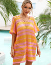 Angel Wings Tassel Openwork Striped V-Neck Cover Up