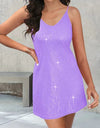 Full Size Sequin V-Neck Mini Cami Dress