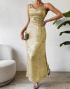 Honey Asymmetric Neck Sleeveless Midi Dress