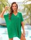 Angel Wings Slit V-Neck Short Sleeve Cover Up