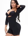 Full Size Zip Up Lace Detail Long Sleeve Shapewear