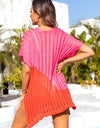 Angel Wings Slit Color Block V-Neck Cover Up