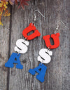 USA Wooden Letter Dangle Earrings