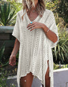 Angel Wings Cutout V-Neck Cover-Up with Tassel