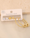 3 Piece Gold-Plated Stainless Steel Earrings