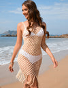 Fringe Openwork Wide Strap Cover Up