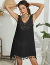 Tassel Scoop Neck Wide Strap Cover-Up