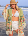 Plus Size Fringe Open Front Cover-Up