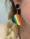 Leather Colorful Striped Heart Earrings