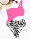 Leopard Cutout One-Shoulder One-Piece Swimsuit