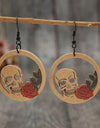 Wooden Cutout Skeleton Earrings