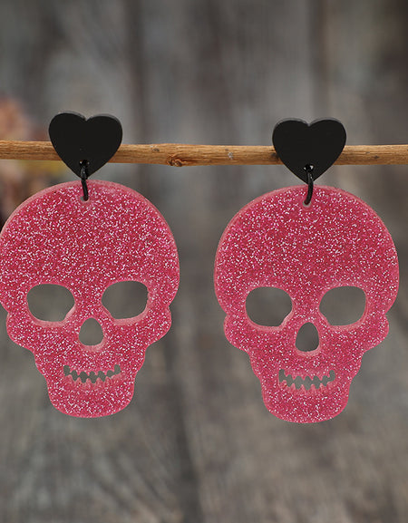 Acrylic Skeleton & Heart Earrings