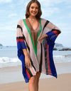 Openwork Color Block Plunge Cover-Up