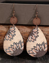 Wooden Iron Hook Dangle Earrings