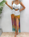 Fringe Scoop Neck Spaghetti Strap Cover-Up