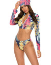 Printed Zip Up Three-Piece Swim Set