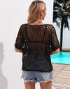 Angel Wings Cutout Round Neck Short Sleeve Cover Up