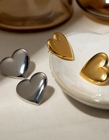 Stainless Steel Heart Stud Earrings