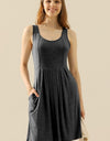 Doublju Full Size Round Neck Ruched Sleeveless Dress with Pockets