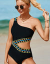 Cutout Single Shoulder One-Piece Swimwear