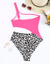 Leopard Cutout One-Shoulder One-Piece Swimsuit