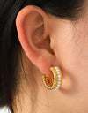 Stainless Steel Pearl C-Hoop Earrings