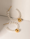 Stainless Steel Synthetic Pearl C-Hoop Earrings