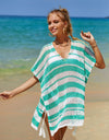 Angel Wings Tassel Openwork Striped V-Neck Cover Up