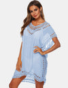 Cutout V-Neck Short Sleeve Cover-Up