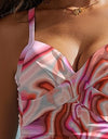 FAM-FAM Printed Sweetheart Neck Spaghetti Strap One-Piece Swimwear