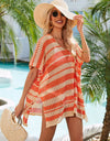 Angel Wings Tassel Openwork Striped V-Neck Cover Up