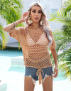 Angel Wings Cutout Round Neck Short Sleeve Cover Up