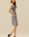 Doublju Full Size Round Neck Ruched Sleeveless Dress with Pockets