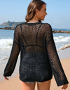 Heart Openwork Long Sleeve Cover-Up