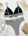 Striped V-Neck Two-Piece Swim Set