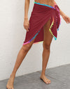 Rainbow Pompom Trim Swim Skirt