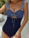 FAM-FAM Cutout Ruffled Spaghetti Strap One-Piece Swimwear