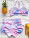 Tie-Dye Spaghetti Strap Top and Drawstring Shorts Swim Set