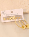 3 Piece Gold-Plated Stainless Steel Earrings